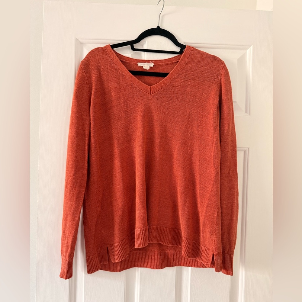 Eileen fisher woman’s knit linen burnt orange sweater size Medium